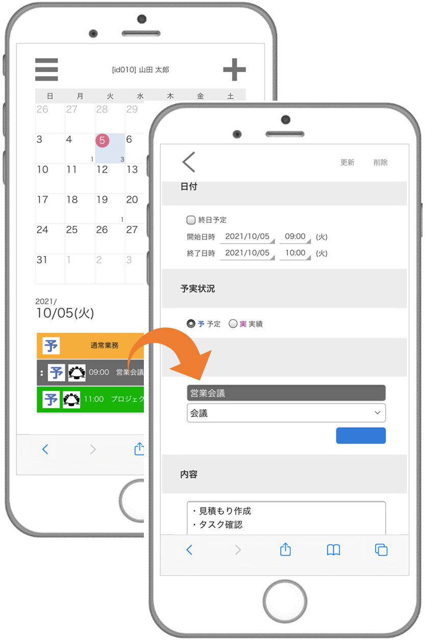 スマホ・詳細な予定の確認